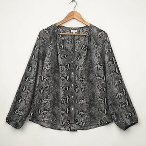 J. Crew Snakeskin Button Down Blouse L